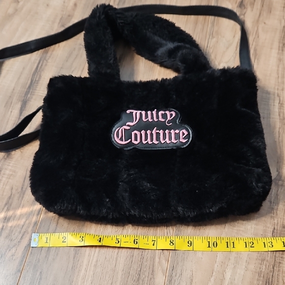 Juicy Couture Women's Black In The Mix Double Handle Faux Fur Crossbody - Picture 4 of 13